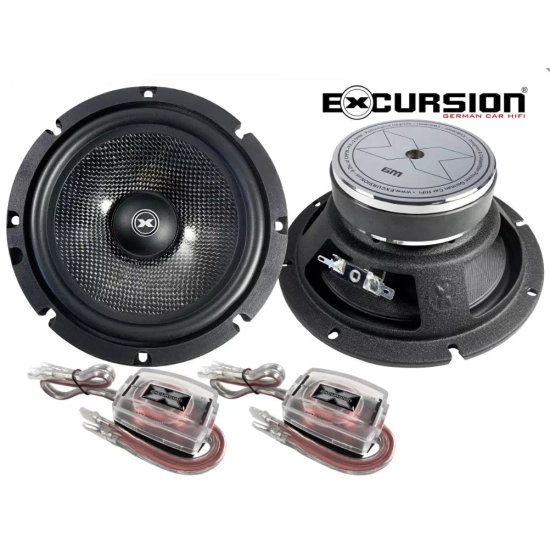 Excursion PX-6C  2-drożny zestaw głośnikowy SQ: 2 tweetery 26mm, 2 woofery 165mm, 4 zwrotnice pasywne - 2ohm, 120/300W, 88dB, 100-30000Hz, głębokość 6